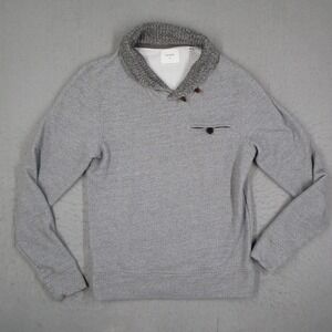 Billy Reid Mens Shawl Collar Pullover Sweatshirt Heather Grey Cotton Size S
